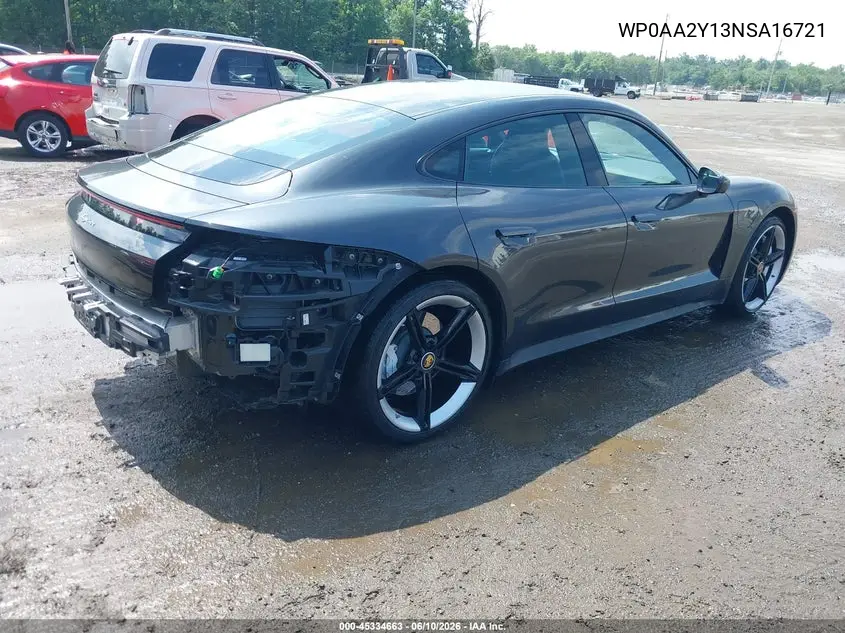 2022 Porsche Taycan VIN: WP0AA2Y13NSA16721 Lot: 45334663