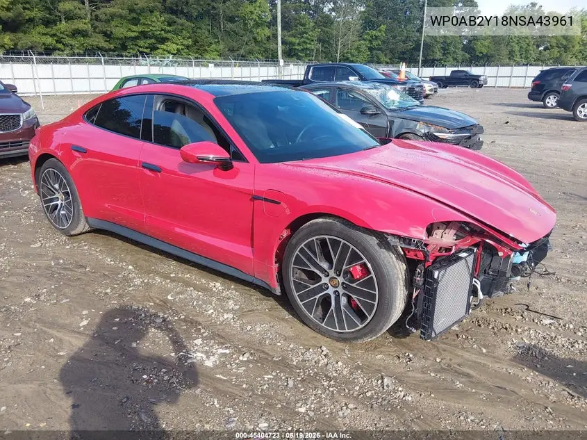 2022 Porsche Taycan 4S VIN: WP0AB2Y18NSA43961 Lot: 45404723