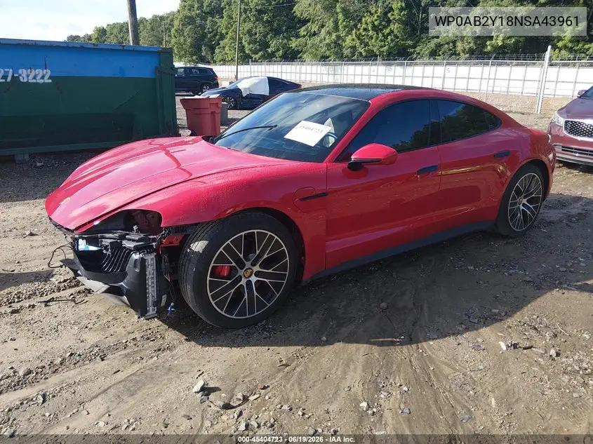2022 Porsche Taycan 4S VIN: WP0AB2Y18NSA43961 Lot: 45404723