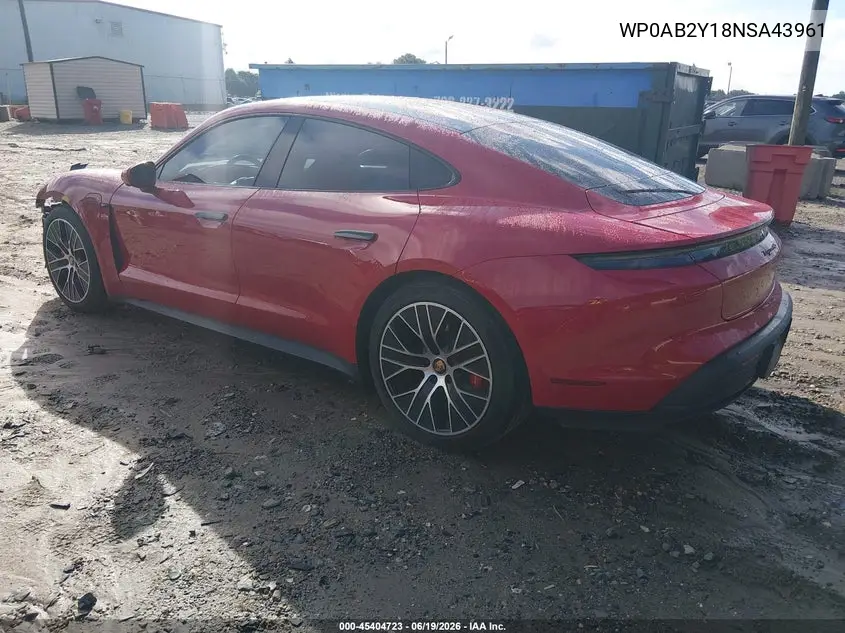 2022 Porsche Taycan 4S VIN: WP0AB2Y18NSA43961 Lot: 45404723