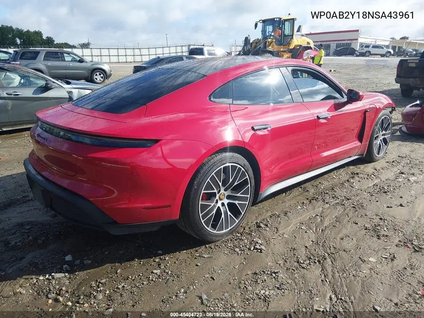 2022 Porsche Taycan 4S VIN: WP0AB2Y18NSA43961 Lot: 45404723
