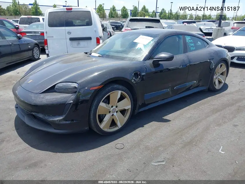 2022 Porsche Taycan VIN: WP0AA2Y14NSA15187 Lot: 45457033