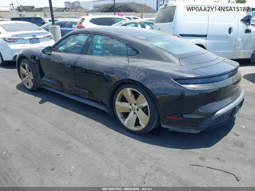 2022 Porsche Taycan VIN: WP0AA2Y14NSA15187 Lot: 45457033
