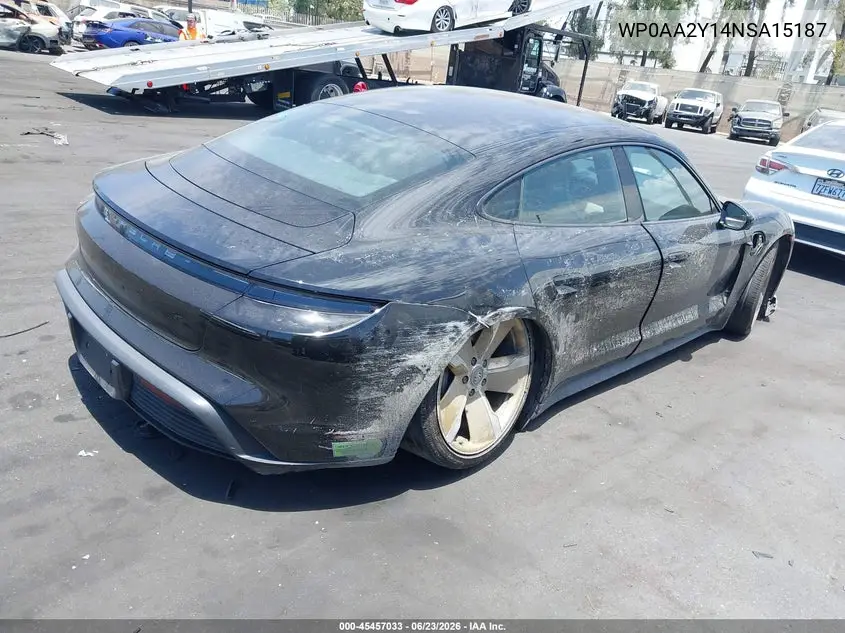 2022 Porsche Taycan VIN: WP0AA2Y14NSA15187 Lot: 45457033