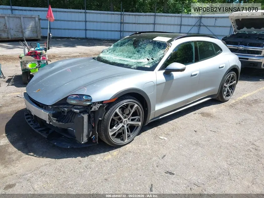 2022 Porsche Taycan Cross Turismo 4S VIN: WP0BB2Y18NSA71070 Lot: 45458722