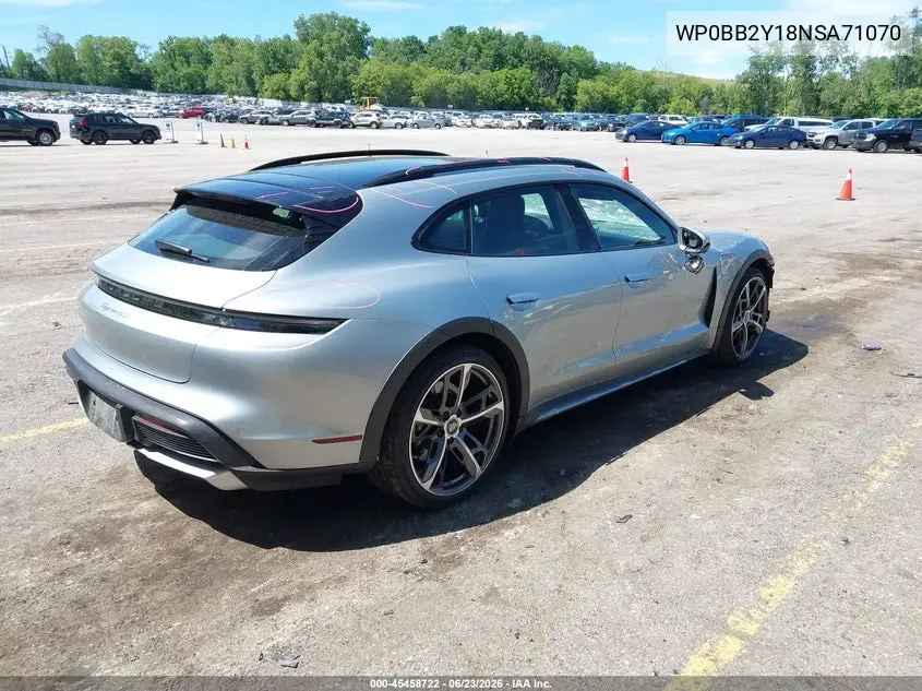 2022 Porsche Taycan Cross Turismo 4S VIN: WP0BB2Y18NSA71070 Lot: 45458722