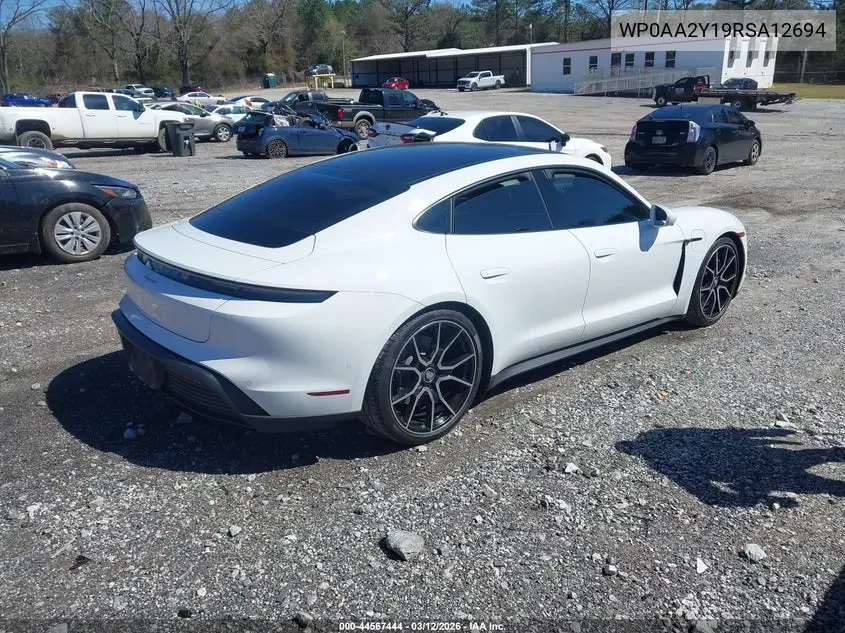 2024 Porsche Taycan VIN: WP0AA2Y19RSA12694 Lot: 44567444