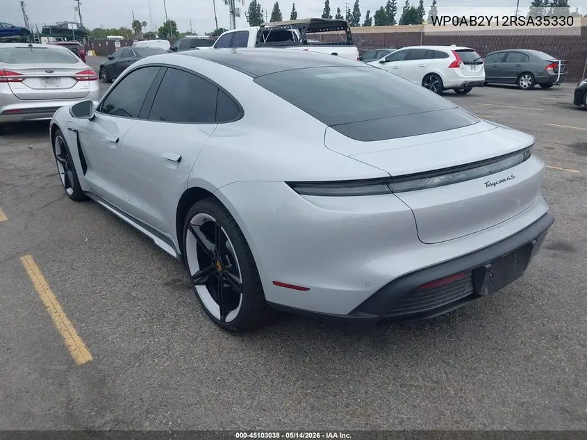 2024 Porsche Taycan 4S VIN: WP0AB2Y12RSA35330 Lot: 45103038