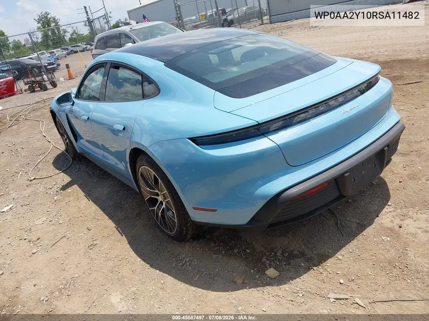 2024 Porsche Taycan VIN: WP0AA2Y10RSA11482 Lot: 45587497