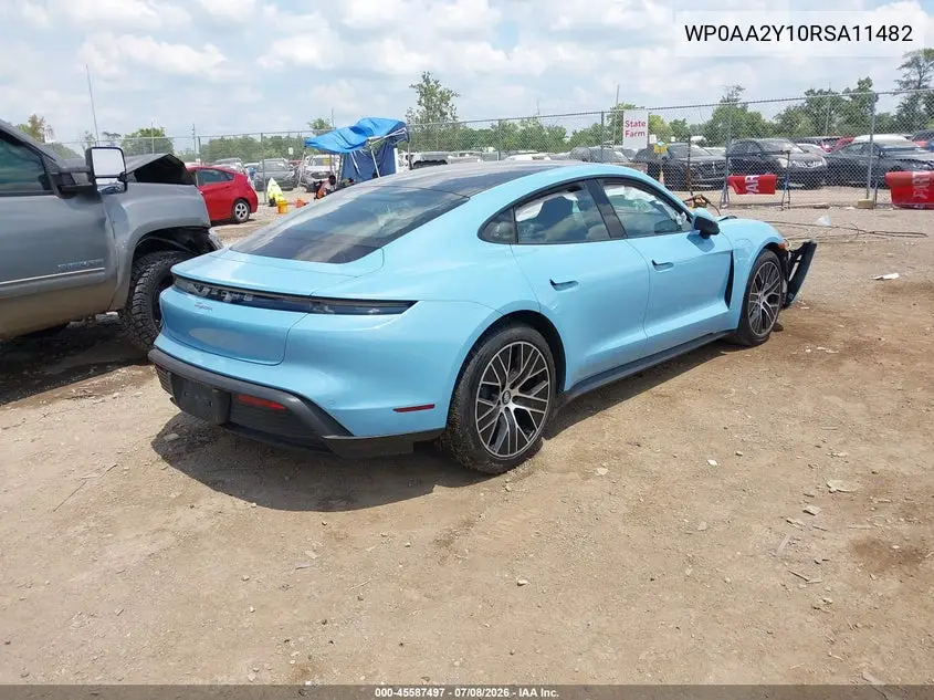 2024 Porsche Taycan VIN: WP0AA2Y10RSA11482 Lot: 45587497