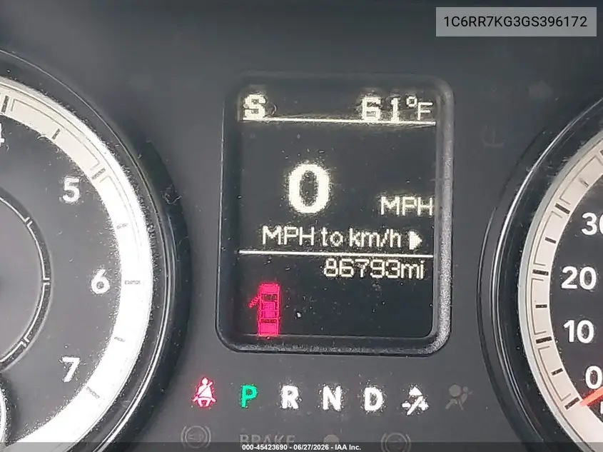 2016 Ram 1500 Tradesman VIN: 1C6RR7KG3GS396172 Lot: 45423690