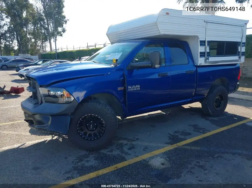 1C6RR7FT0HS649148 2017 Ram 1500 Tradesman 4X4 6'4 Box