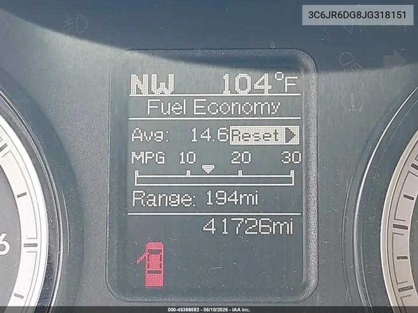 2018 Ram 1500 Tradesman 4X2 8' Box VIN: 3C6JR6DG8JG318151 Lot: 45366552