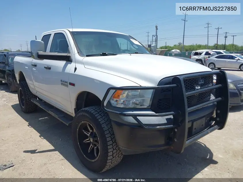 2018 Ram 1500 Tradesman 4X4 6'4 Box VIN: 1C6RR7FM0JS227850 Lot: 45674786