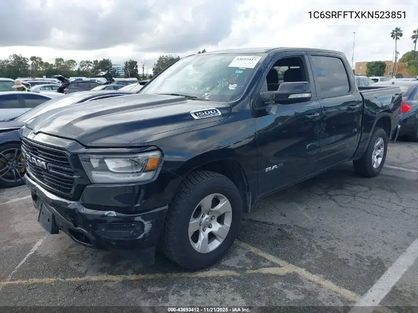 1C6SRFFTXKN523851 2019 Ram 1500 Big Horn/Lone Star 4X4 5'7 Box