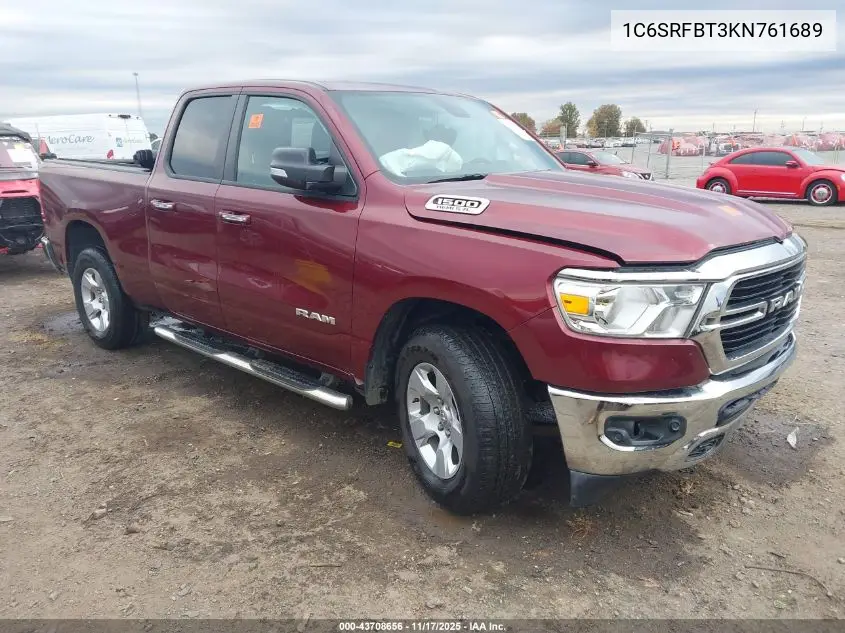 1C6SRFBT3KN761689 2019 Ram 1500 Big Horn/Lone Star 4X4 6'4 Box