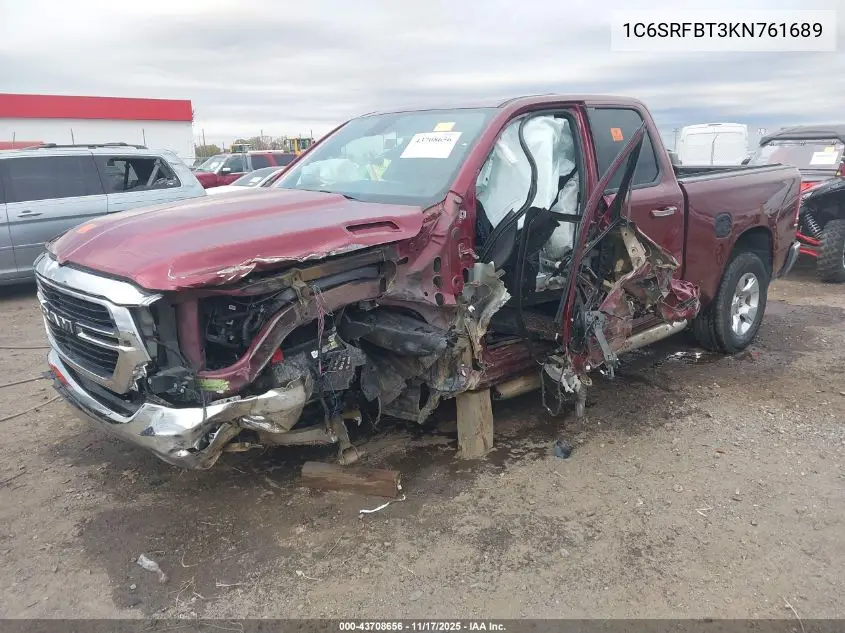 1C6SRFBT3KN761689 2019 Ram 1500 Big Horn/Lone Star 4X4 6'4 Box