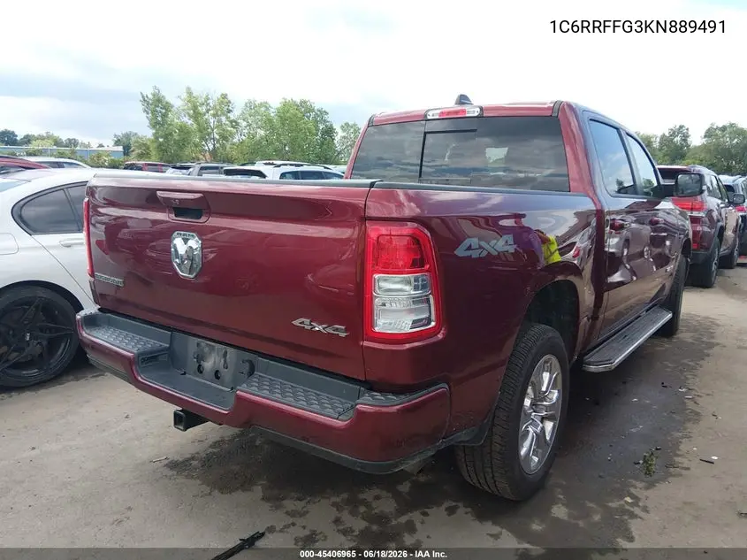 2019 Ram 1500 Big Horn/Lone Star 4X4 5'7 Box VIN: 1C6RRFFG3KN889491 Lot: 45406965