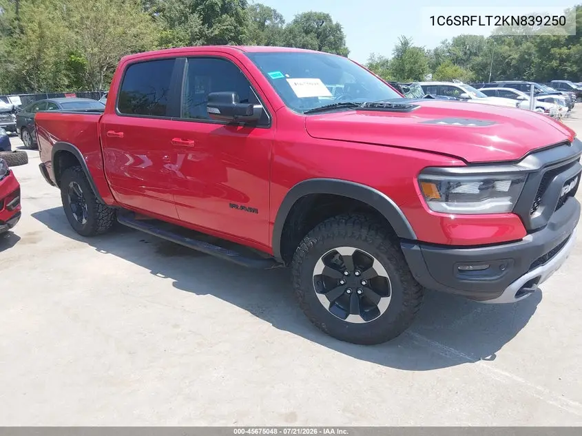 2019 Ram 1500 Rebel 4X4 5'7 Box VIN: 1C6SRFLT2KN839250 Lot: 45675048