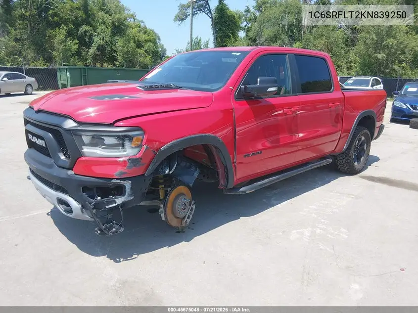 2019 Ram 1500 Rebel 4X4 5'7 Box VIN: 1C6SRFLT2KN839250 Lot: 45675048