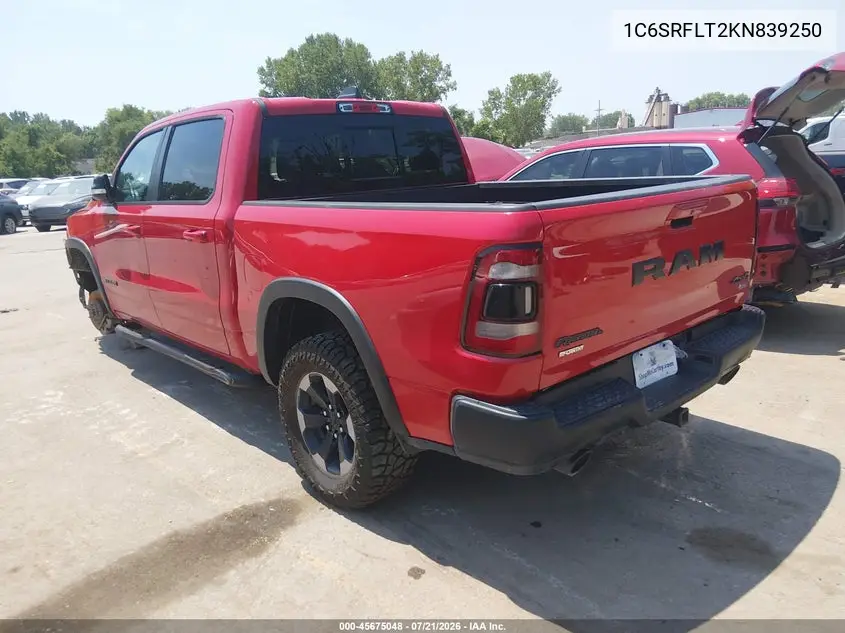 2019 Ram 1500 Rebel 4X4 5'7 Box VIN: 1C6SRFLT2KN839250 Lot: 45675048