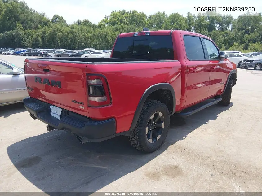 2019 Ram 1500 Rebel 4X4 5'7 Box VIN: 1C6SRFLT2KN839250 Lot: 45675048