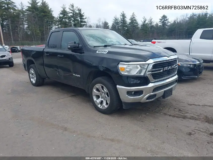 1C6RRFBG3MN725862 2021 Ram 1500 Big Horn 4X4 6'4 Box