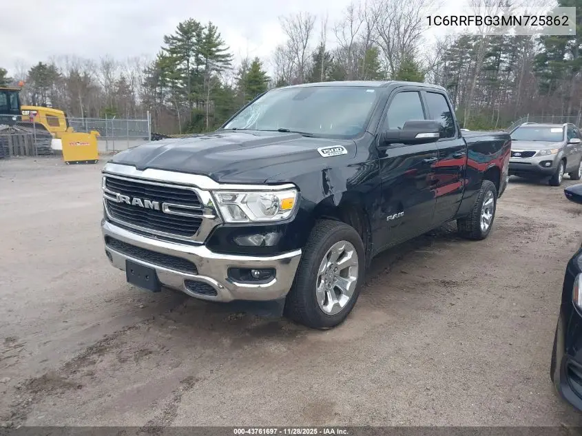 1C6RRFBG3MN725862 2021 Ram 1500 Big Horn 4X4 6'4 Box