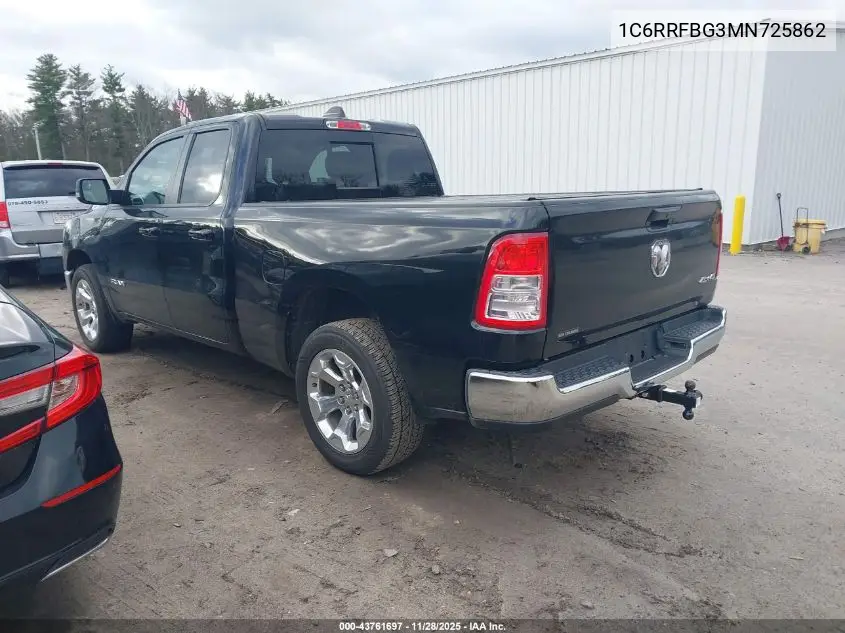 1C6RRFBG3MN725862 2021 Ram 1500 Big Horn 4X4 6'4 Box