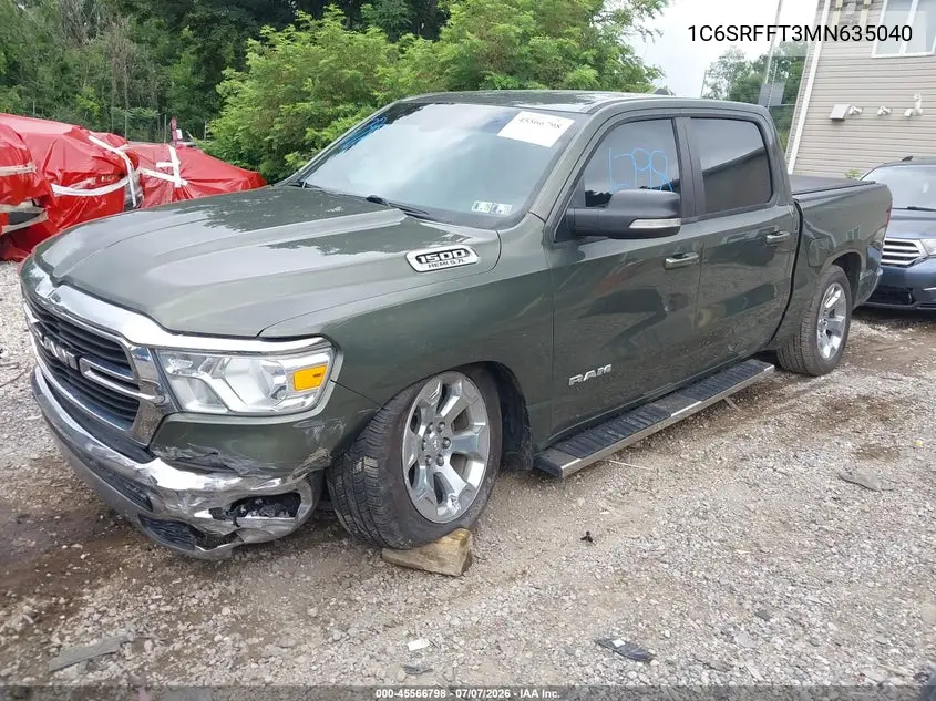 2021 Ram 1500 Big Horn 4X4 5'7 Box VIN: 1C6SRFFT3MN635040 Lot: 45566798