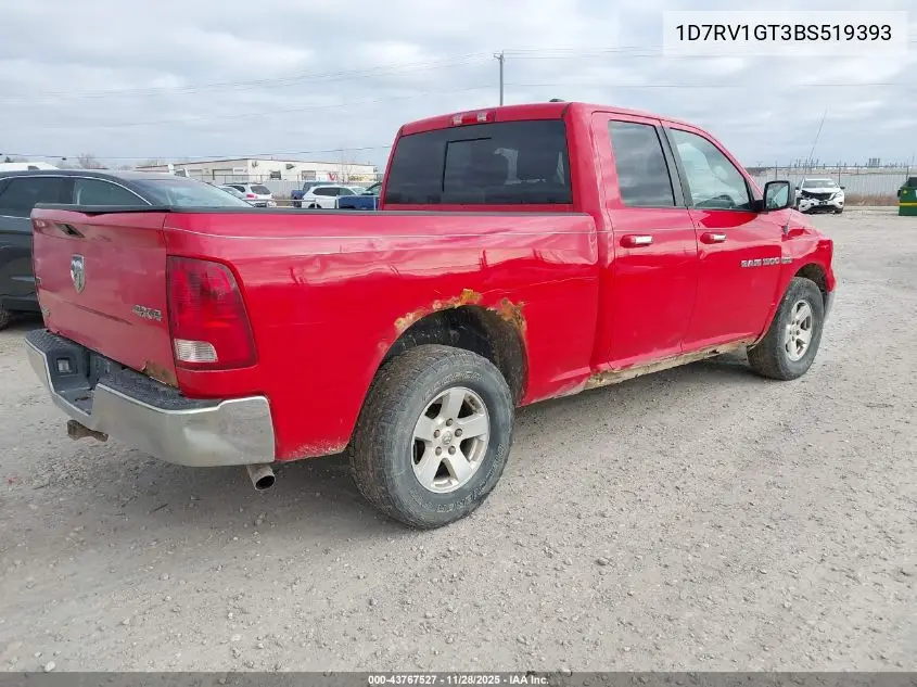 1D7RV1GT3BS519393 2011 Ram Ram 1500 Slt