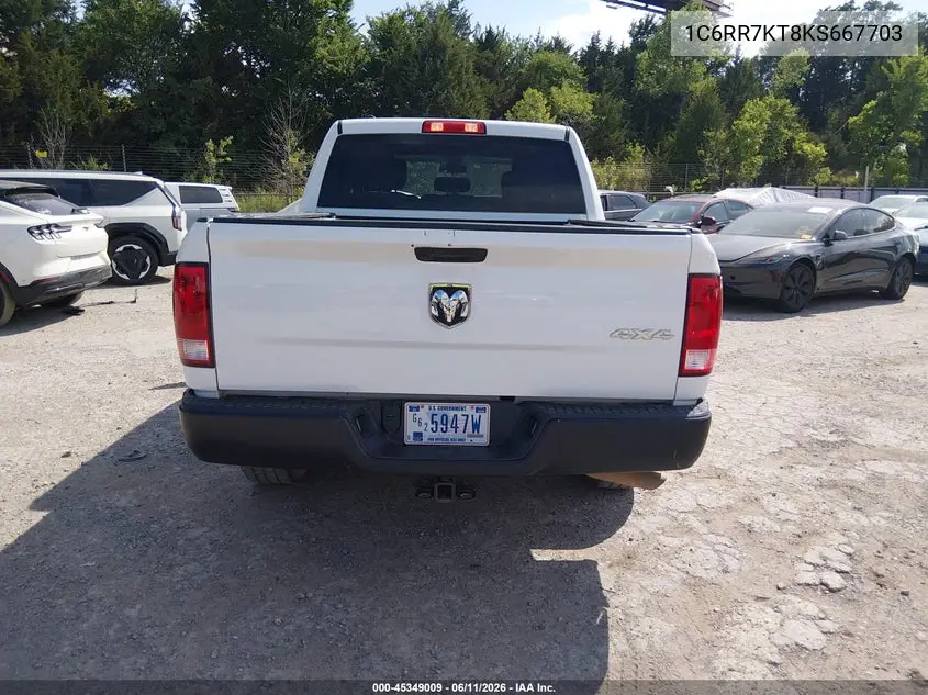 2019 Ram 1500 Classic Tradesman 4X4 5'7 Box VIN: 1C6RR7KT8KS667703 Lot: 45349009