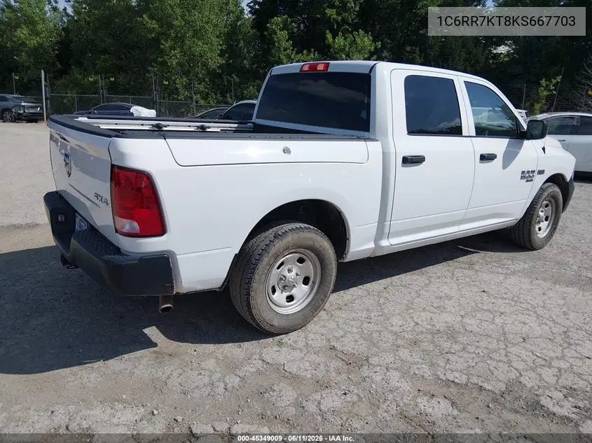 2019 Ram 1500 Classic Tradesman 4X4 5'7 Box VIN: 1C6RR7KT8KS667703 Lot: 45349009