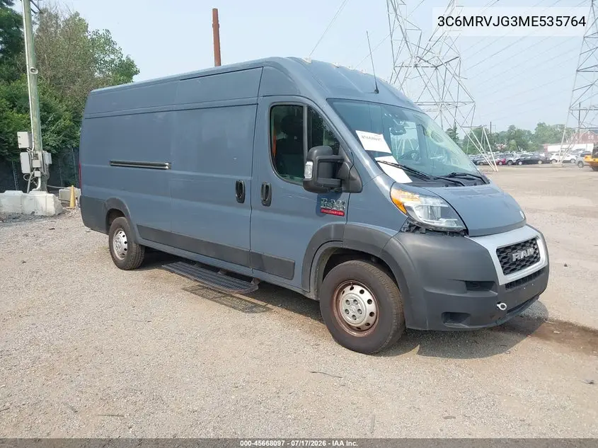 2021 Ram Promaster 3500 Cargo Van High Roof 159 Wb Ext VIN: 3C6MRVJG3ME535764 Lot: 45668097