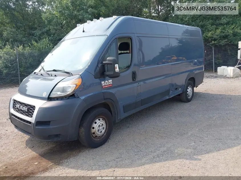 2021 Ram Promaster 3500 Cargo Van High Roof 159 Wb Ext VIN: 3C6MRVJG3ME535764 Lot: 45668097