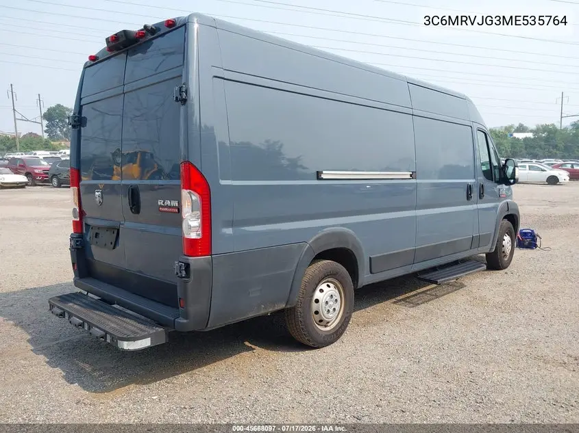 2021 Ram Promaster 3500 Cargo Van High Roof 159 Wb Ext VIN: 3C6MRVJG3ME535764 Lot: 45668097