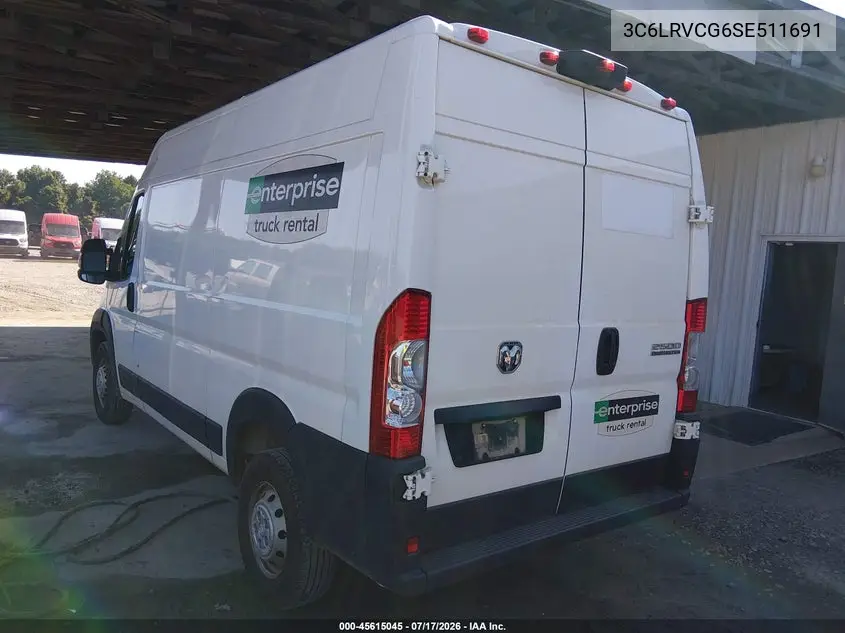 2025 Ram Promaster 2500 Tradesman High Roof 136 Wb W/Pass Seat VIN: 3C6LRVCG6SE511691 Lot: 45615045