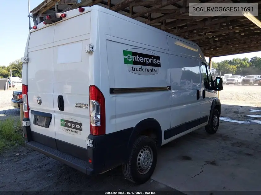 2025 Ram Promaster 2500 Tradesman High Roof 136 Wb W/Pass Seat VIN: 3C6LRVCG6SE511691 Lot: 45615045