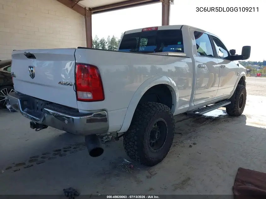 2016 Ram 2500 Slt VIN: 3C6UR5DL0GG109211 Lot: 45620063