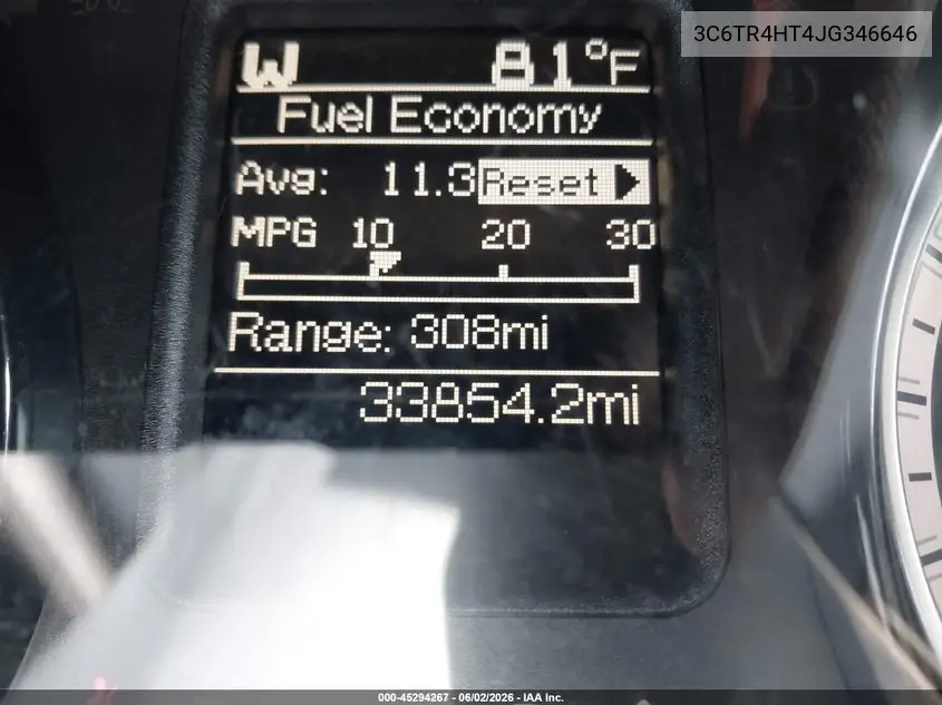 2018 Ram 2500 Tradesman 4X2 8' Box VIN: 3C6TR4HT4JG346646 Lot: 45294267