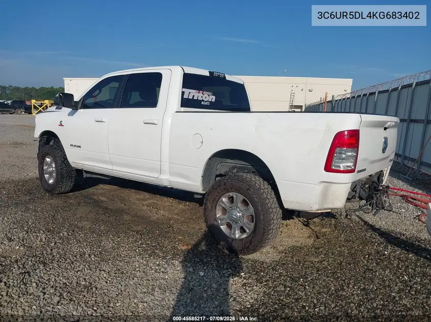2019 Ram 2500 Big Horn 4X4 6'4 Box VIN: 3C6UR5DL4KG683402 Lot: 45585217