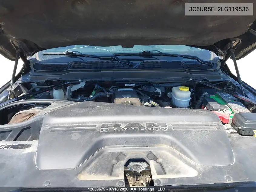2020 Ram 2500 Laramie VIN: 3C6UR5FL2LG119536 Lot: 12659675