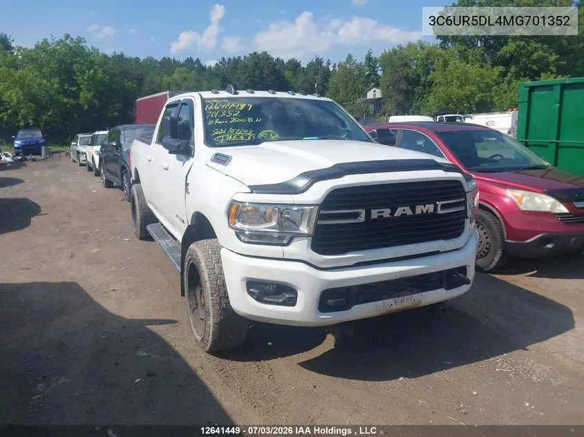 2021 Ram 2500 Big Horn VIN: 3C6UR5DL4MG701352 Lot: 12641449X