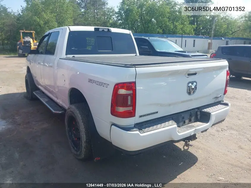 2021 Ram 2500 Big Horn VIN: 3C6UR5DL4MG701352 Lot: 12641449X