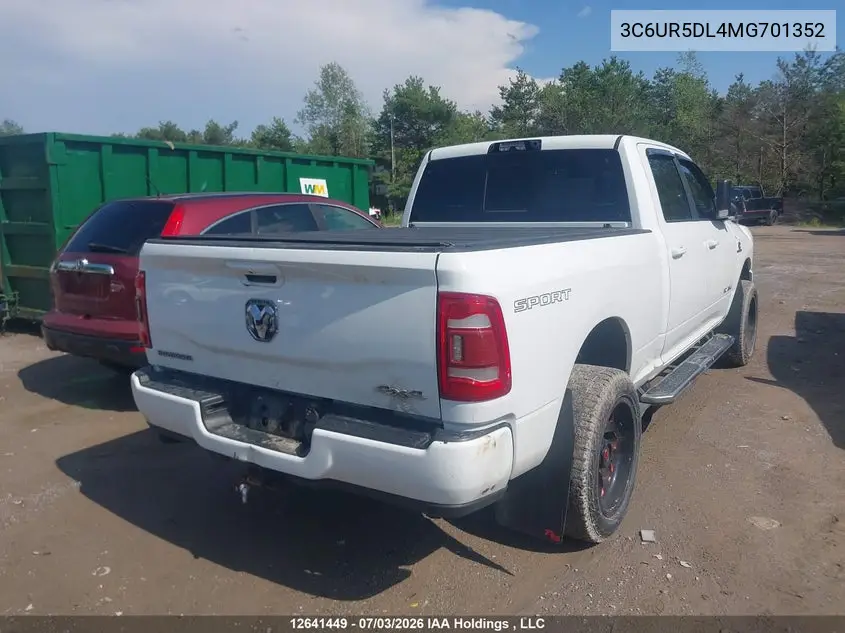 2021 Ram 2500 Big Horn VIN: 3C6UR5DL4MG701352 Lot: 12641449X