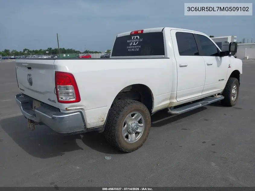 2021 Ram 2500 Big Horn 4X4 6'4 Box VIN: 3C6UR5DL7MG509102 Lot: 45623327