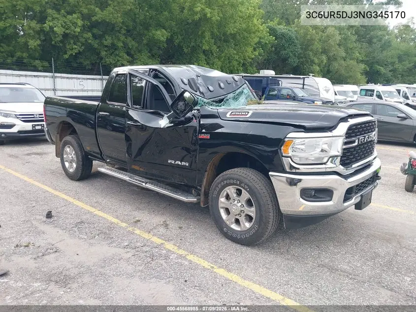 2022 Ram 2500 Big Horn 4X4 6'4 Box VIN: 3C6UR5DJ3NG345170 Lot: 45568985