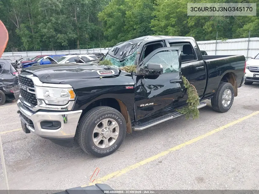 2022 Ram 2500 Big Horn 4X4 6'4 Box VIN: 3C6UR5DJ3NG345170 Lot: 45568985