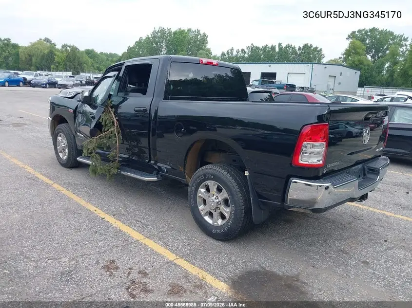 2022 Ram 2500 Big Horn 4X4 6'4 Box VIN: 3C6UR5DJ3NG345170 Lot: 45568985