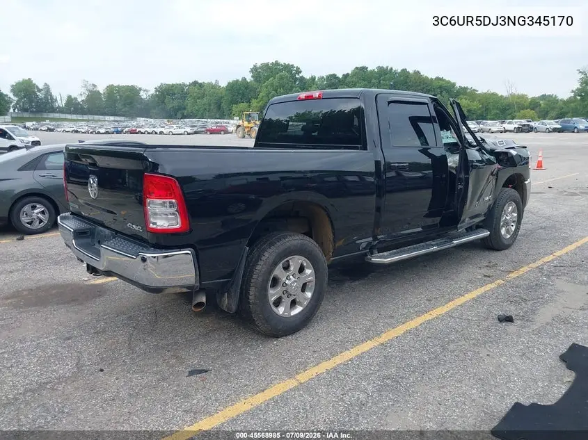 2022 Ram 2500 Big Horn 4X4 6'4 Box VIN: 3C6UR5DJ3NG345170 Lot: 45568985